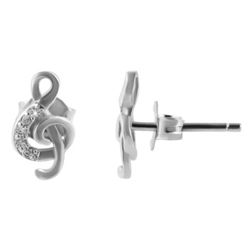 Conjunto de pendientes y colgante en forma de clave de sol y circonitas en plata 925 rodiada 5360011-001 FD Bijoux 34,95 €