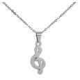 Treble Clef Earrings and Pendant Set with Stainless Steel Chain