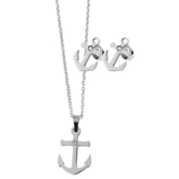 Set of earrings and anchor pendant with chain in stainless steel and Cubic Zirconia 5120089-001 Akzent 19,95 €