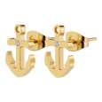 Set van oorbellen en ankerhanger met gouden RVS ketting en zirkoniumoxide