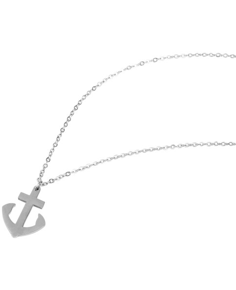 Stainless steel jewelery set with anchor motif, chain with pendant and earrings