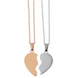 Necklaces with chains and half-heart pendants in shiny stainless steel and golden steel