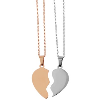 Ensemble colliers avec chaînes et pendentifs demi-cœur en acier inoxydable brillant et acier doré 5010193-001 Akzent 29,95 €