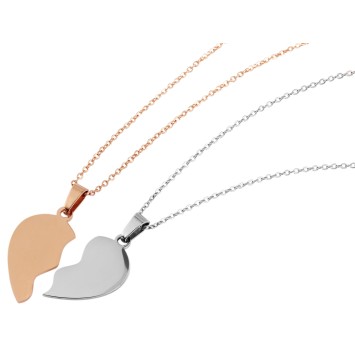 Ensemble colliers avec chaînes et pendentifs demi-cœur en acier inoxydable brillant et acier doré 5010193-001 Akzent 29,95 €