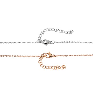 Halsketten mit Ketten und Halbherzanhängern aus glänzendem Edelstahl und goldenem Stahl 5010193-001 Akzent 29,95 €