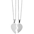 Ensemble colliers avec chaînes et pendentifs demi-cœur en acier inoxydable brillant