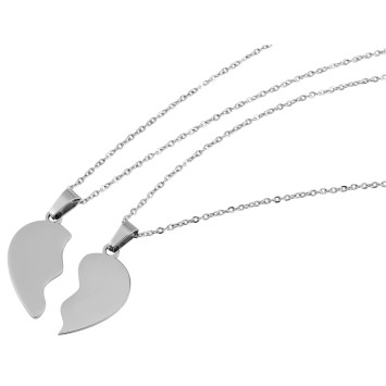 Ensemble colliers avec chaînes et pendentifs demi-cœur en acier inoxydable brillant 5010193-002 Akzent 24,95 €