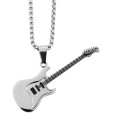 Necklace with electric guitar pendant in stainless steel, silver color