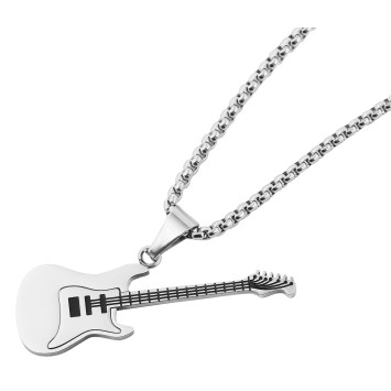 Collier chaîne avec pendentif guitare électrique en acier inoxydable, couleur argent/noir 5010362-003 Akzent 19,95 €