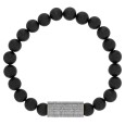 Black Agate ball bracelet with steel element - 18 to 20 cm