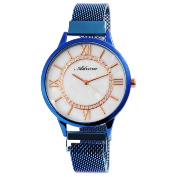 Reloj Adrina de mujer con números romanos y pulsera de malla azul. 1300022-002 Adrina 18,00 €