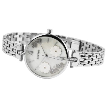 Reloj Raptor Malva para mujer, pulsera de malla de acero, esfera flor azul gris y pedrería RA10204-001 Raptor 59,95 €