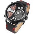 Raptor Limited RA20130-001 Men's Quartz Watch with Genuine Leather Strap and 3 Time Zones