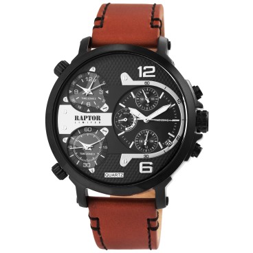 Męski zegarek kwarcowy Raptor Limited RA20130-006 z paskiem z prawd...