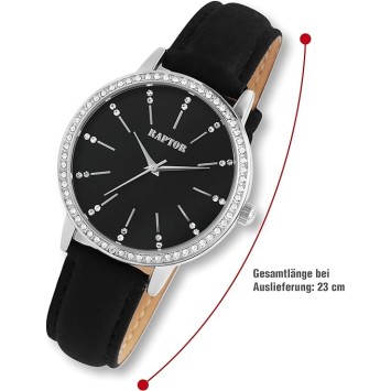 Raptor women's watch with black genuine leather strap and sparkling rhinestones RA10176-003 Raptor 39,95 €