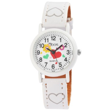 Reloj de niña marca QBOS, pulsera con corazones en símil piel blanca 4900002-001 QBOSS 14,00 €