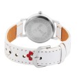 Zegarek dziewczęcy marki QBOS, bransoletka z sercami z białej imitacji skóry