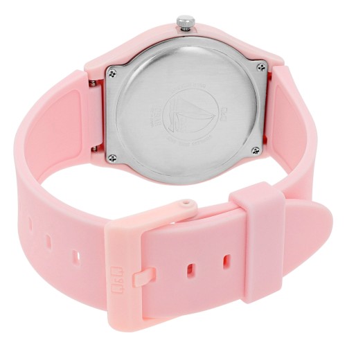 Reloj Q&Q para mujer con correa de silicona rosa, resistente al agua 10 bares