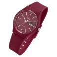 Q&Q unisex watch with burgundy silicone strap, water resistant 10 bars