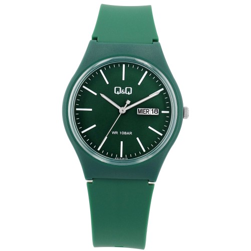 Q&Q unisex horloge met groene siliconen band, waterbestendig 10 bar A212J013Y Q&Q 35,90 €