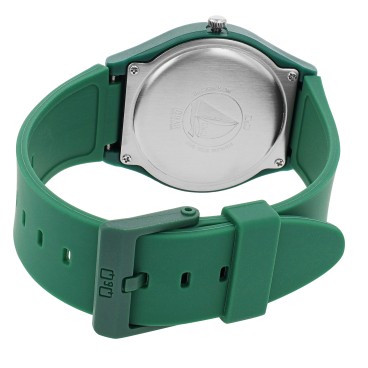 Montre unisexe Q&Q avec bracelet en silicone vert, étanche 10 bars