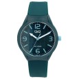 Q&Q unisex horloge met groene siliconen band, waterbestendig 10 bar