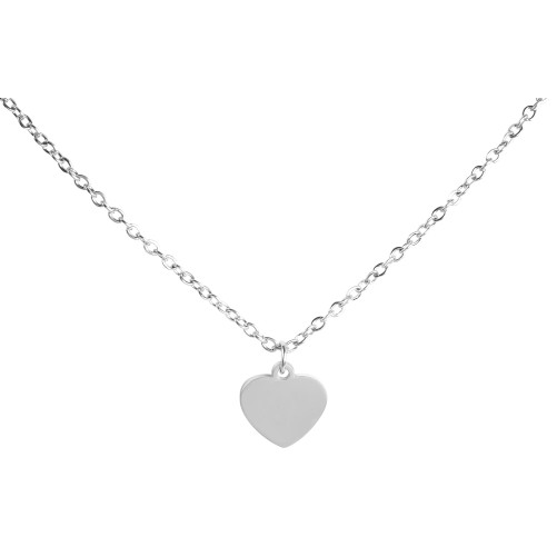 Shiny Stainless Steel Heart Pendant Necklace Set, 45+5cm
