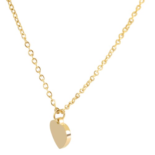 Ensemble chaîne avec pendentif en forme de cœur en acier inoxydable doré, 45+5 cm