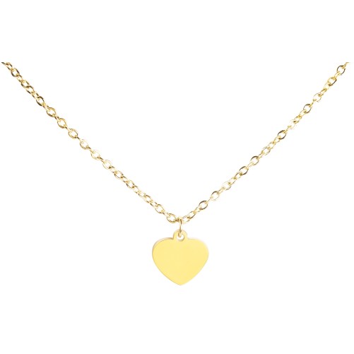 Gold Stainless Steel Heart Pendant Necklace Set, 45+5cm