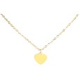 Gold Stainless Steel Heart Pendant Necklace Set, 45+5cm