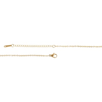 Kedjeset med hjärtformat hänge i guldtonat rostfritt stål, 45+5 cm