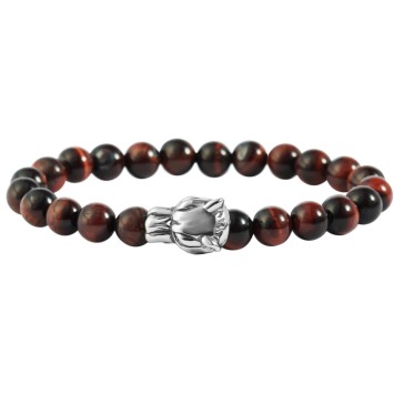 Raptor ball bracelet with natural stone, amber and tiger head in stainless steel RA50118-001 Raptor 19,95 €
