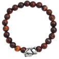 Raptor ball armband met natuursteen, amber en tijgerkop in roestvrij staal