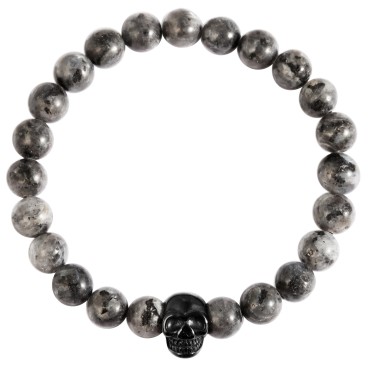 Snowflake Obsidian Natural Stone Raptor Ball Bracelet with Stainless Steel Skull Element RA50117-003 Raptor 19,95 €