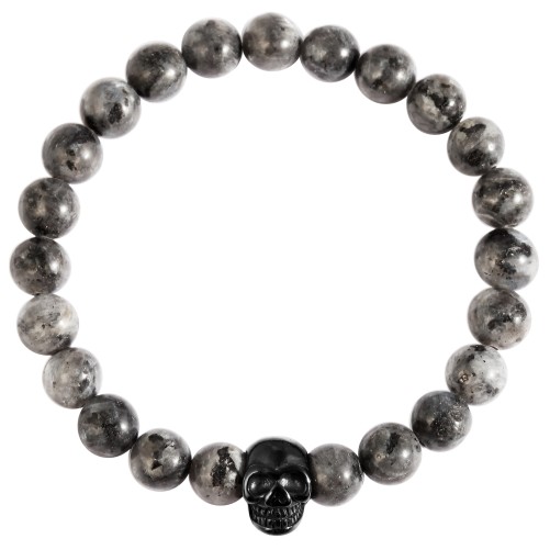 Snowflake Obsidian Natural Stone Raptor Ball Bracelet with Stainless Steel Skull Element RA50117-003 Raptor 19,95 €