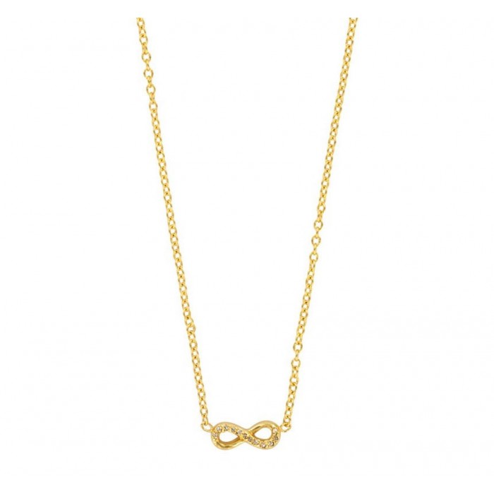 Necklace gold-plated infinity pattern and zirconium