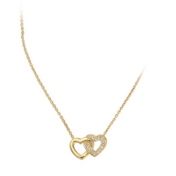 Gold plated necklace double hearts perforated white oxides 327143 Laval 1878 55,00 €