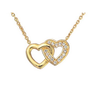 Gold plated necklace double hearts perforated white oxides 327143 Laval 1878 55,00 €