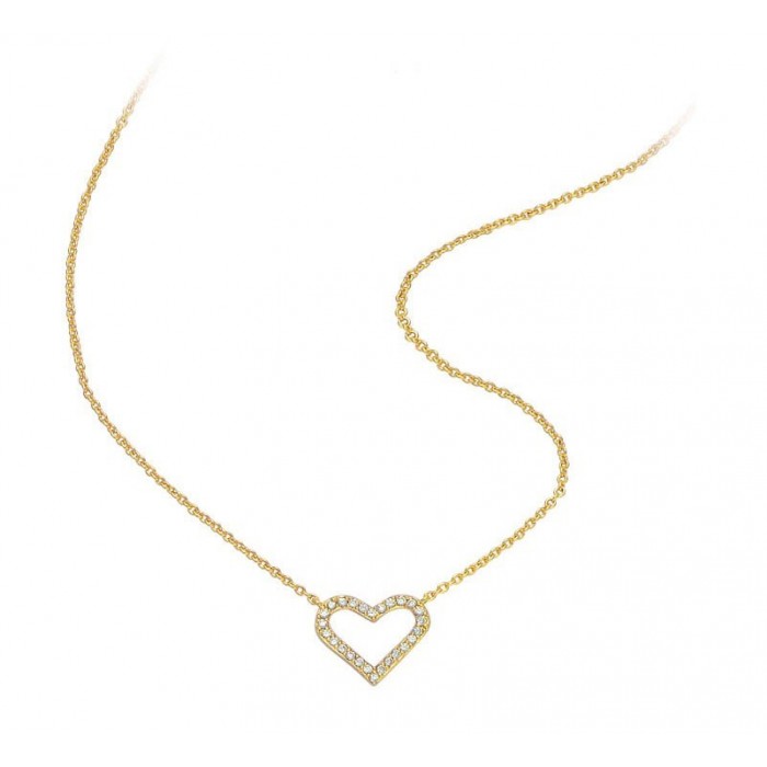 Heart necklace with white zirconium oxides in gold plated