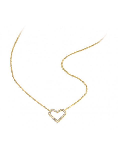 Heart necklace with white zirconium oxides in gold plated
