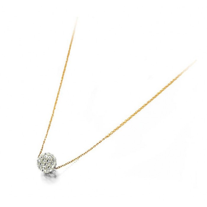 Gold plated necklace and white crystal ball