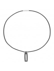 Black equine leather cord necklace and steel pendant 31710242 One Man Show 54,00 €