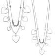 Heart cascade necklace in rhodium silver