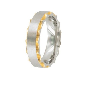 Ring aus Edelstahl und goldenem Stahl mit gemeißelten Seiten 311421D One Man Show 24,90 €