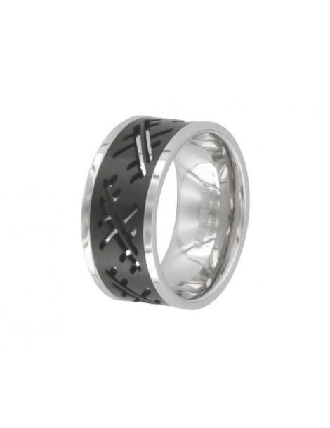 Steel ring and shiny black streaks