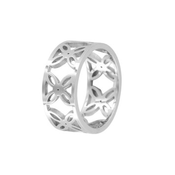 Openwork steel ring with flower pattern 311471 One Man Show 24,00 €