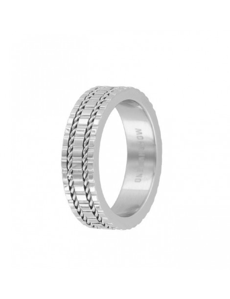 Steel ring with engraved patterns and cable