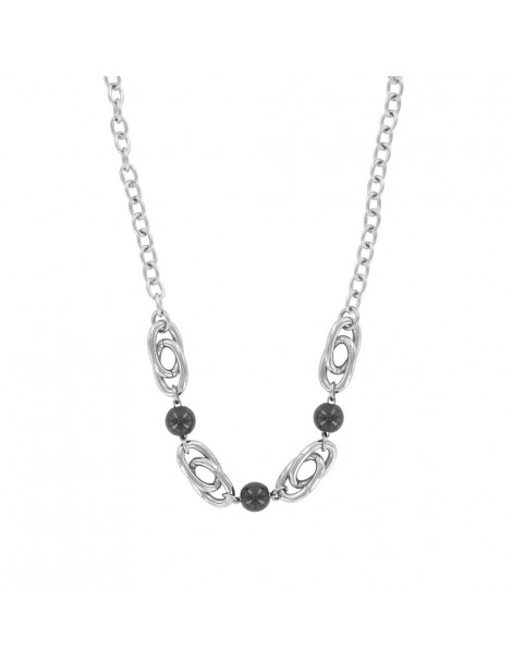 Steel woman necklace and black balls 31710221N One Man Show 52,00 €