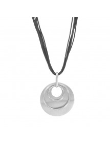 Black cotton drawstring necklace and steel pendant 31710225 One Man Show 33,90 €