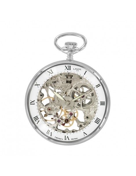 Laval 1878 mechanische Uhr und Skelettuhr, Silber